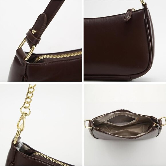 Vegan Leather Shoulder Bag with Removable Straps Women's Tote Purse - Picture 3 of 7